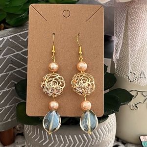 *3 for $20* Pearl and Rose Dangle Earrings